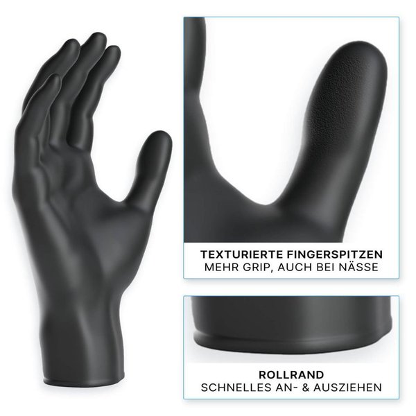 NITRIL MIDNIGHT BLACK - Nitril Handschuhe Schwarz - 100 Stk. Gr. S